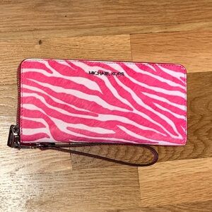 NWOT Michael Kors Pink Zebra “Jet Set” Wallet!